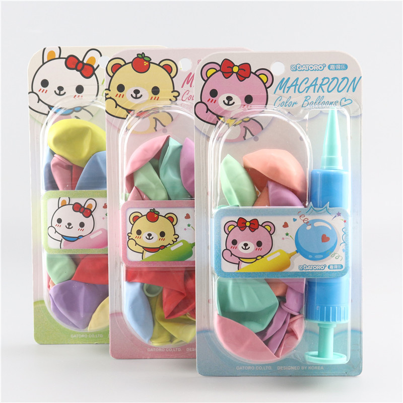 Macaron-colored round balloon pump set, birthday decoration, children's party, wedding decoration, student small gifts full figure