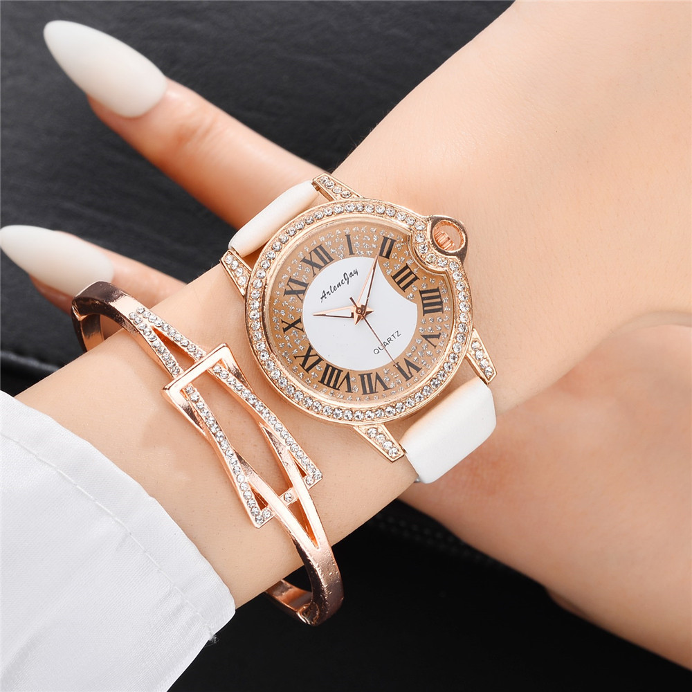 Douyin influencer diamond-encrusted Roman dial quartz women watch, casual, fashionable and trendy women's Instagram watch details Picture
