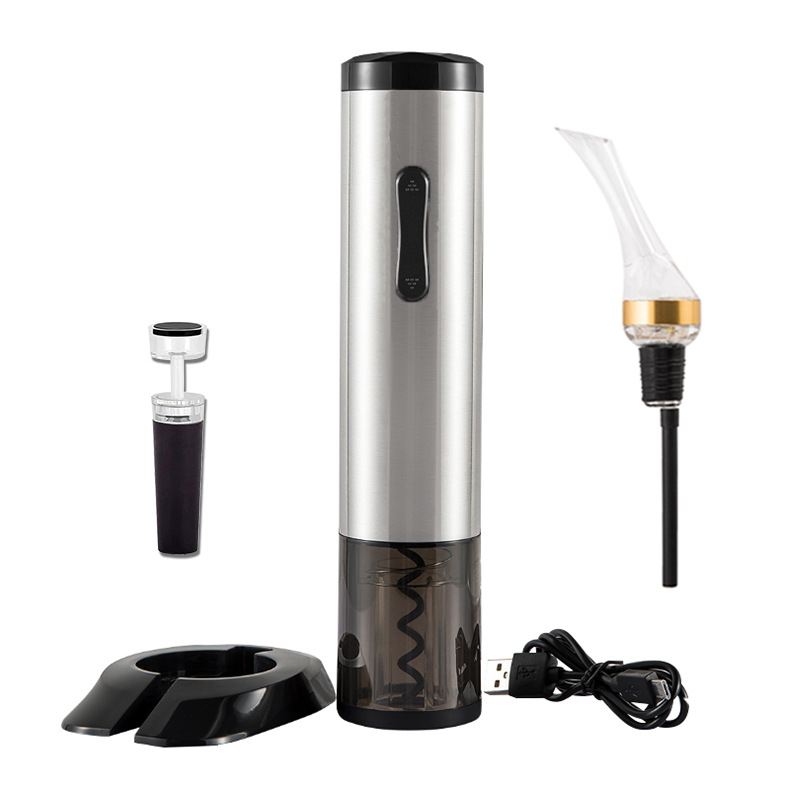 Red wine automatic bottle opener, stainless steel rechargeable electric bottle opening set, usb charging automatic decanter, bottle opening and decanting two-in-one wine set, bar special diamond decanter, quick and convenient Application Scenario