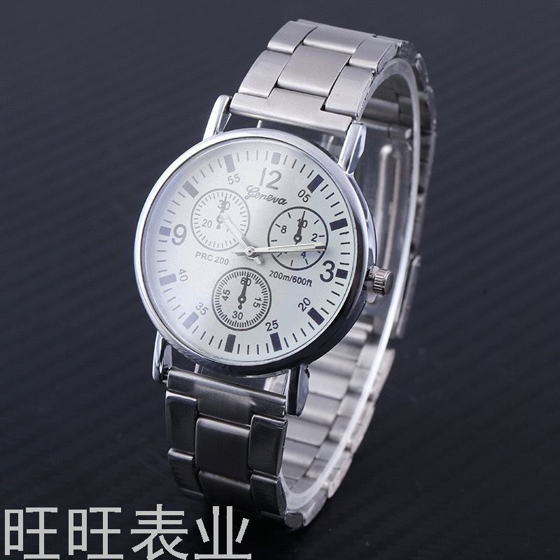 Geneva Blue Pair steel band watch Women's alloy steel band Men's watch Women's watch Gift table