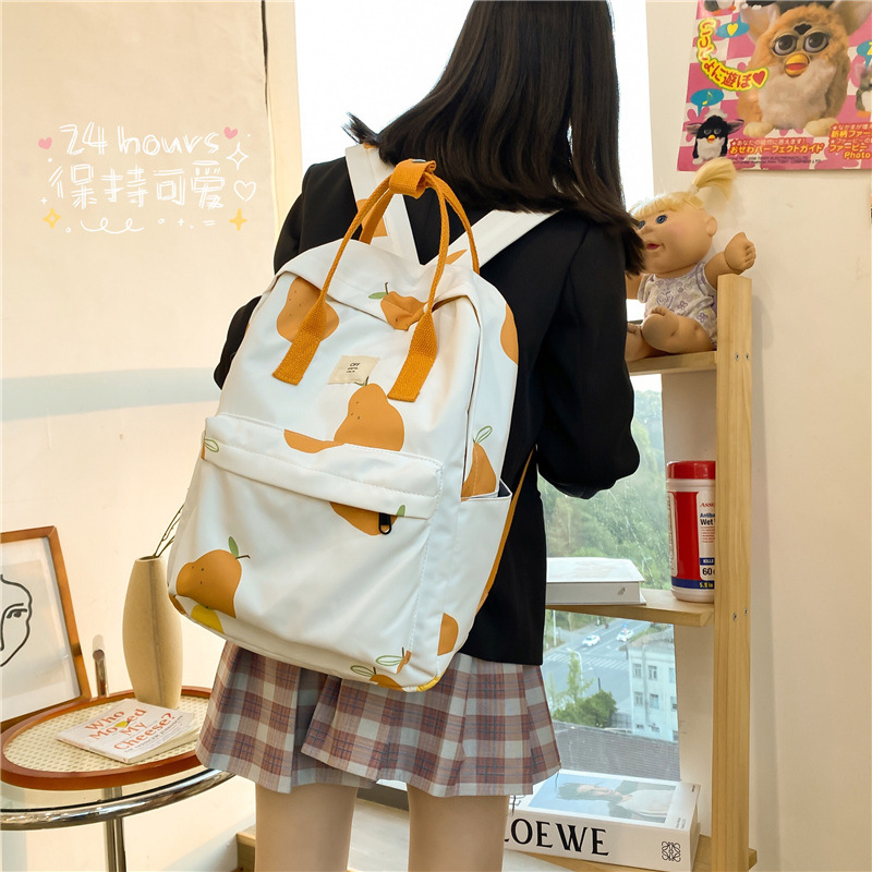 Printed backpack for girls, Korean version of Harajuku ulzzang school style, fresh and cute schoolbag, backpack for junior high school students Specification image