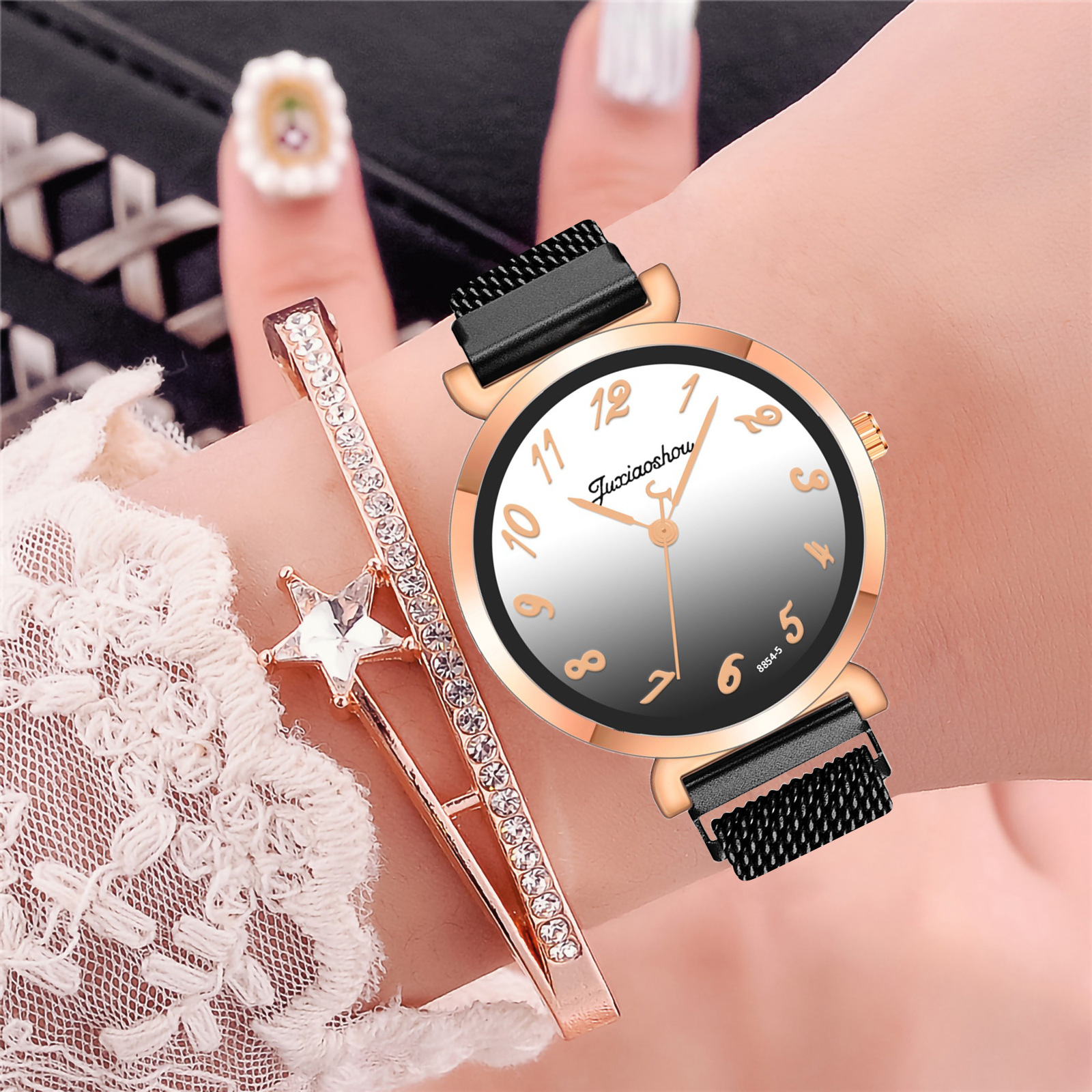 Fábrica de suministro directo gradiente de color digital dial reloj minimalista estudiante examen milan correa reloj mujer reloj Specification image