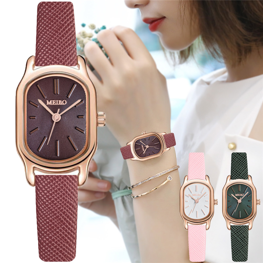A new retro and simple leather strap women's watch with a square head and a trendy quartz watch that exudes a feminine charm
