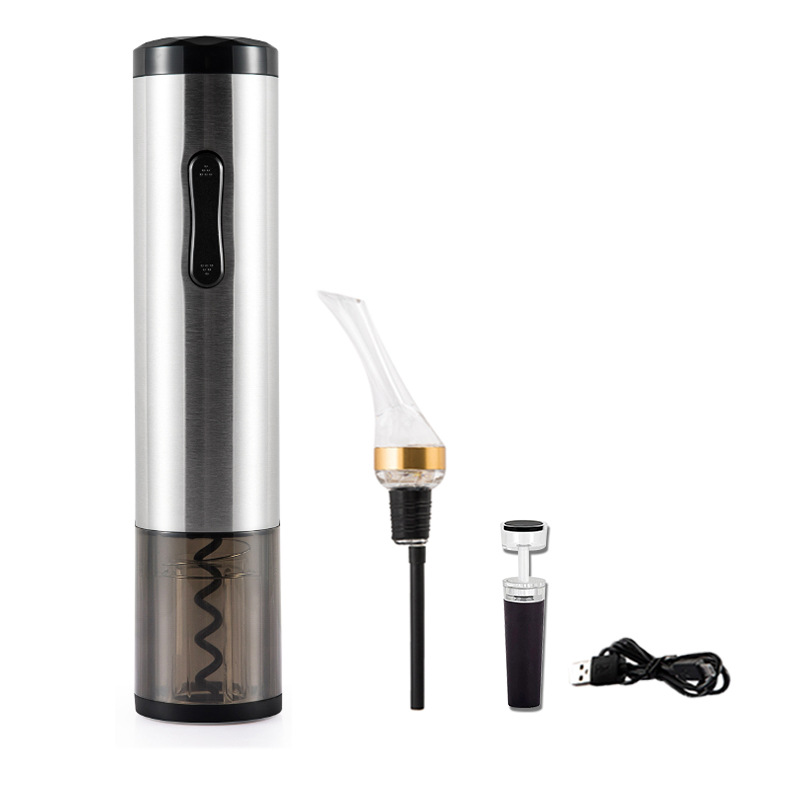 Red wine automatic bottle opener, stainless steel rechargeable electric bottle opening set, usb charging automatic decanter, bottle opening and decanting two-in-one wine set, bar special diamond decanter, quick and convenient Item Picture
