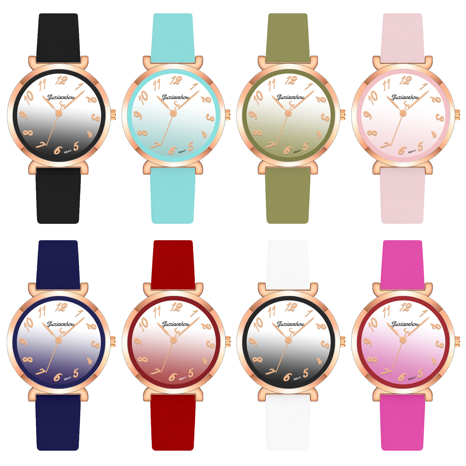 Factory direct supply of gradient color digital dial women's watches, simple student belt watches for women, wholesale in stock Item Picture