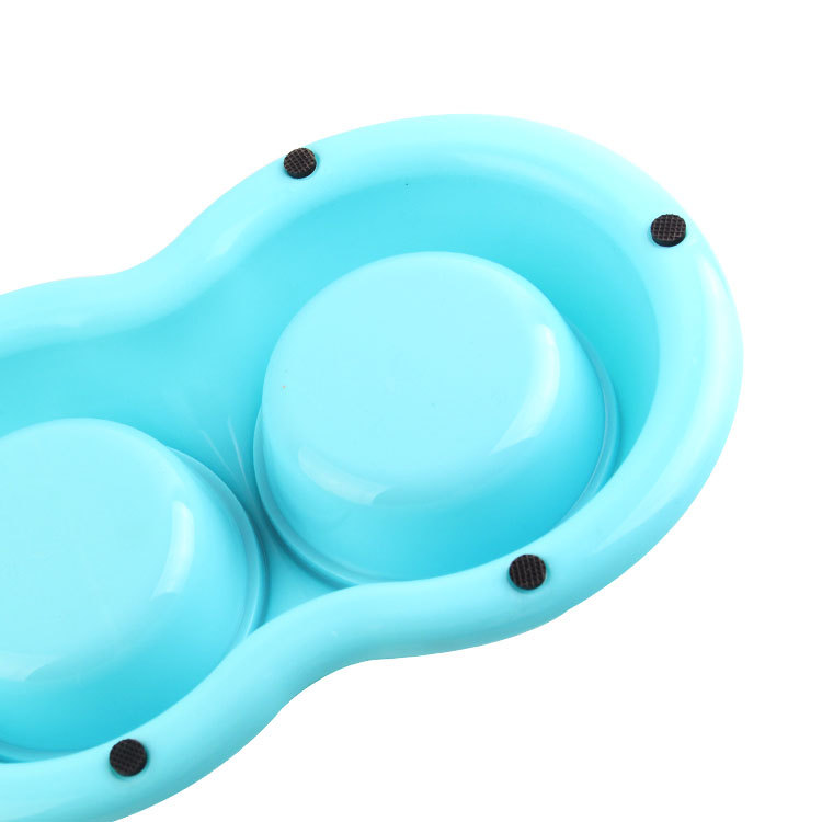 New pet stainless steel double bowl, pet dog bowl, cat termite-proof cat bowl, large food bowl, family-specific, pet-specific, universal food bowl for cats and dogs, pet supplies, stainless steel plastic pet double bowl, anti-splashing Specification image