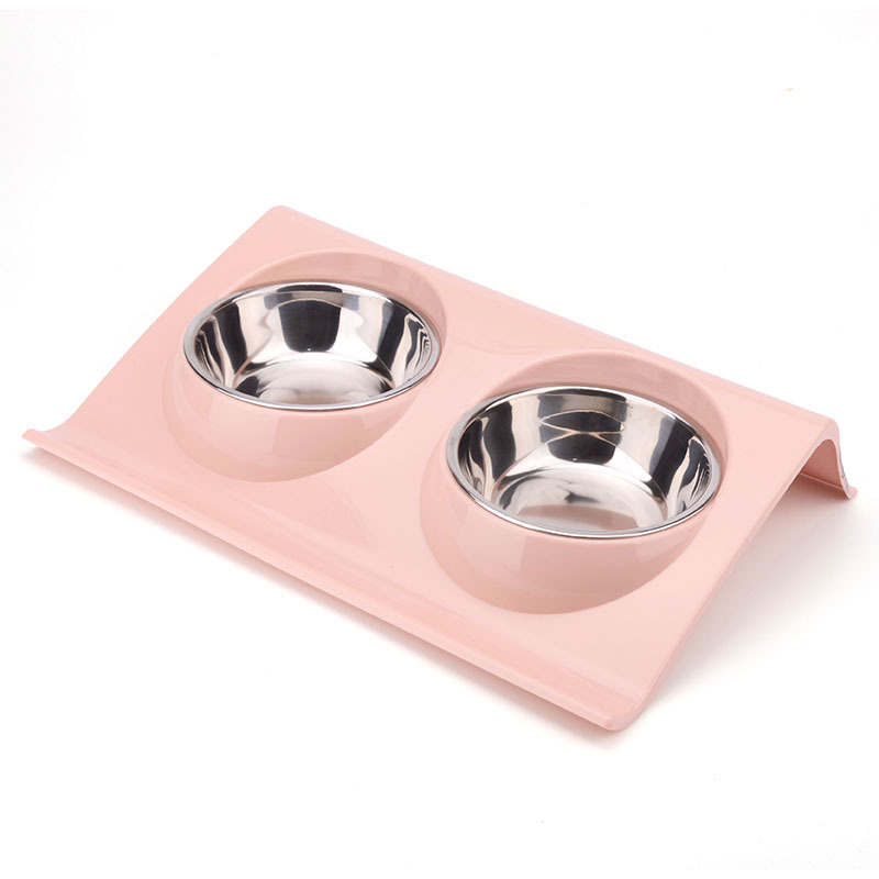 Stainless steel pet bowl, slope, plastic anti-slip pet dog bowl, splash-proof cat feeder, cat bowl, food bowl Item Picture