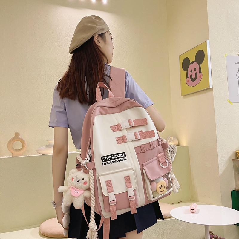 Versión coreana ins high school mochila escolar femenino harajuku ulzzang college wind junior high school mochila simple mochila