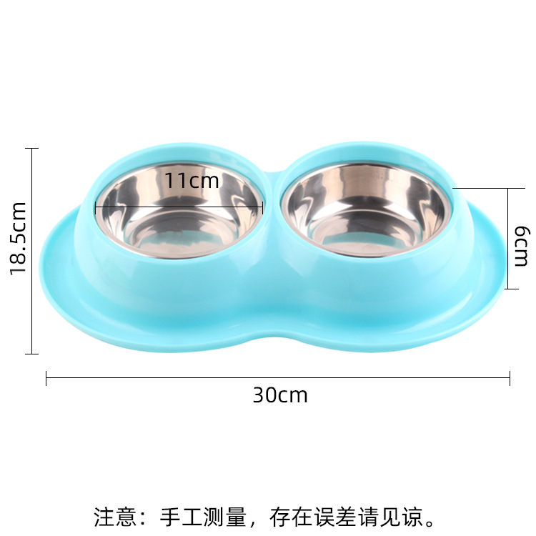 New pet stainless steel double bowl, pet dog bowl, cat termite-proof cat bowl, large food bowl, family-specific, pet-specific, universal food bowl for cats and dogs, pet supplies, stainless steel plastic pet double bowl, anti-splashing Application Scenario
