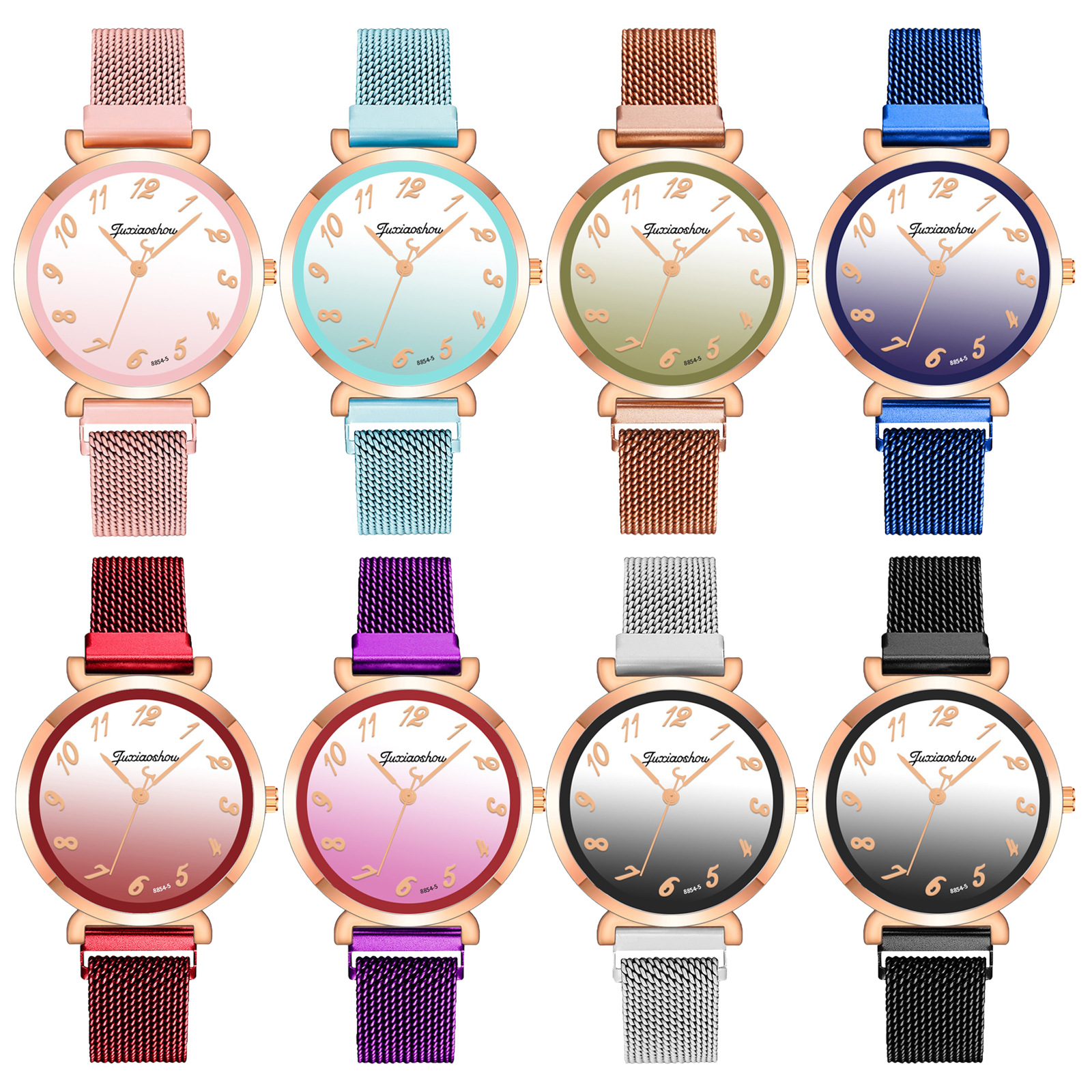 Fábrica de suministro directo gradiente de color digital dial reloj minimalista estudiante examen milan correa reloj mujer reloj Item Picture