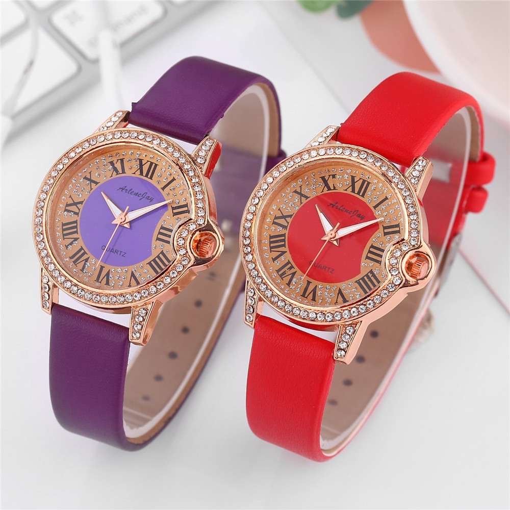 Douyin influencer diamond-encrusted Roman dial quartz women watch, casual, fashionable and trendy women's Instagram watch Specification image
