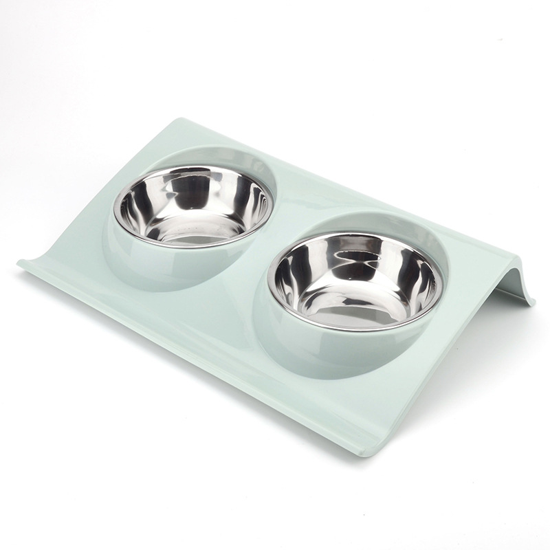 Stainless steel pet bowl, slope, plastic anti-slip pet dog bowl, splash-proof cat feeder, cat bowl, food bowl Specification image