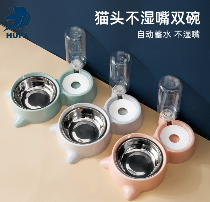 狗碗狗狗中小型犬食盆猫碗自动猫咪饮水器饭盆不锈钢双碗宠物用品