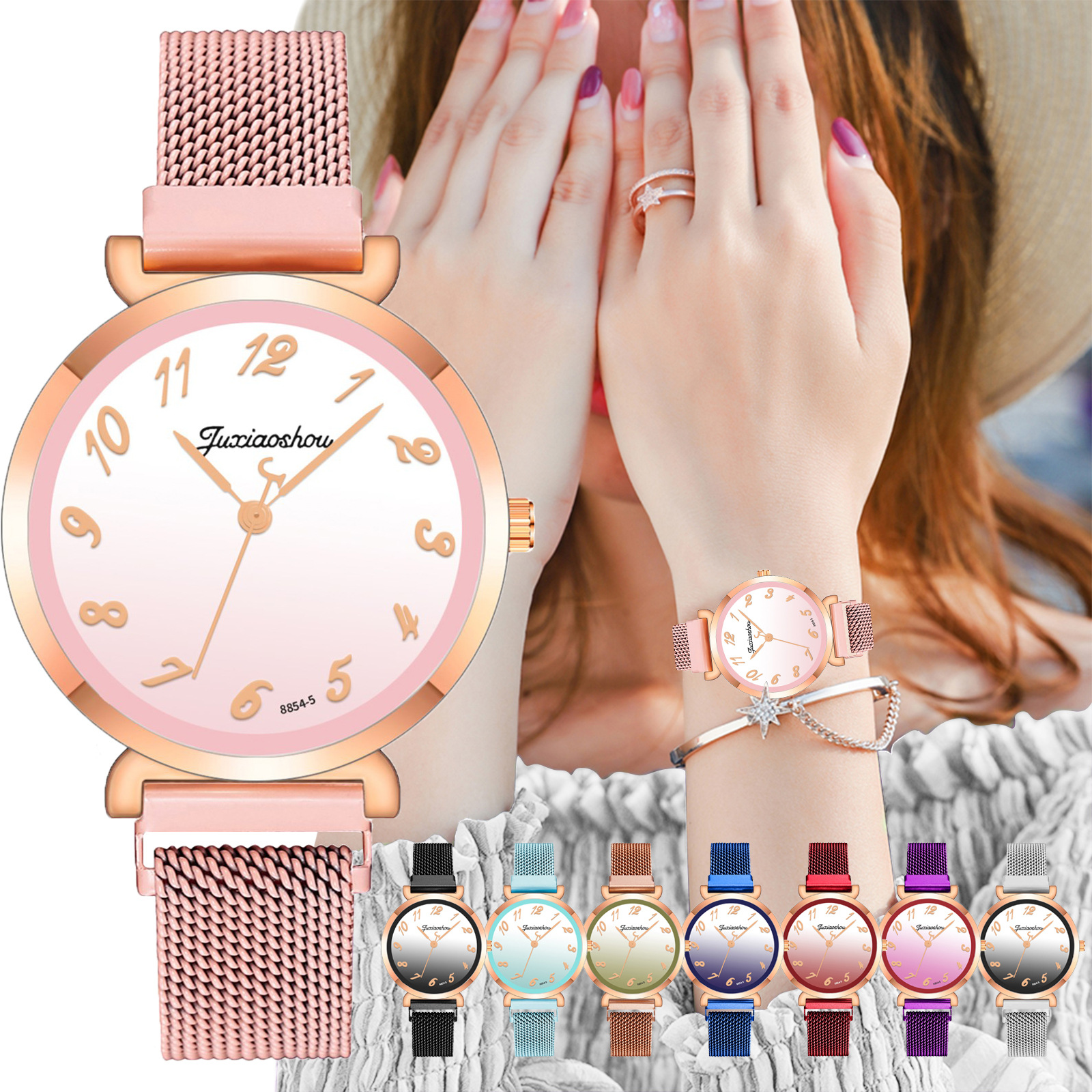 Fábrica de suministro directo gradiente de color digital dial reloj minimalista estudiante examen milan correa reloj mujer reloj