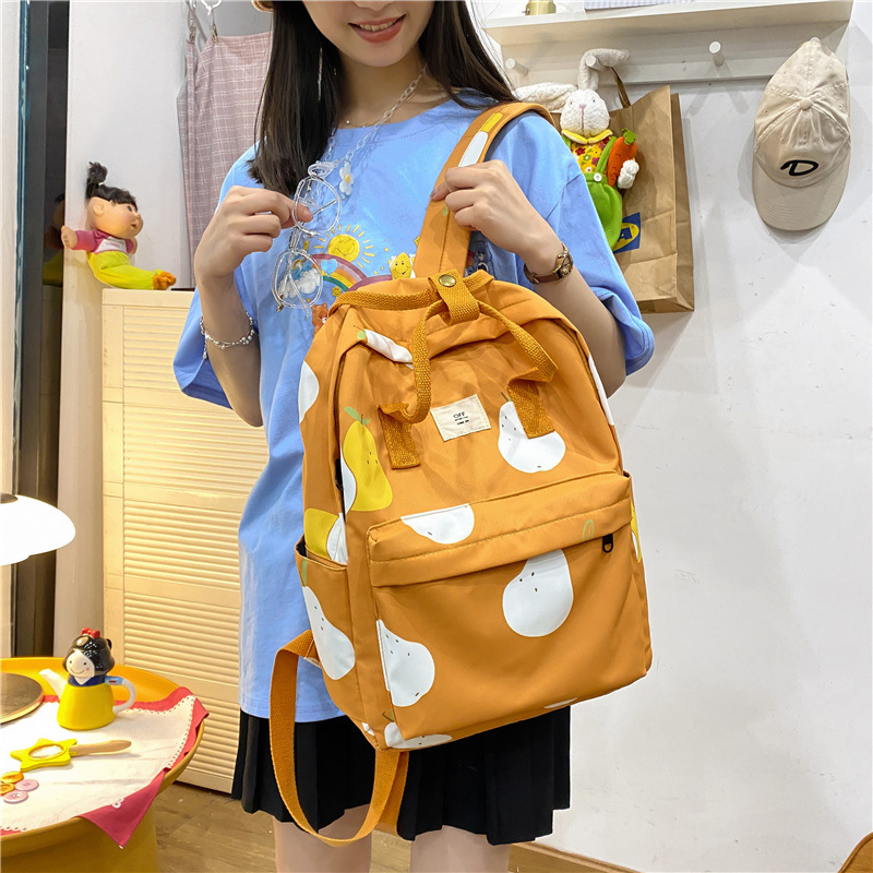 Printed backpack for girls, Korean version of Harajuku ulzzang school style, fresh and cute schoolbag, backpack for junior high school students