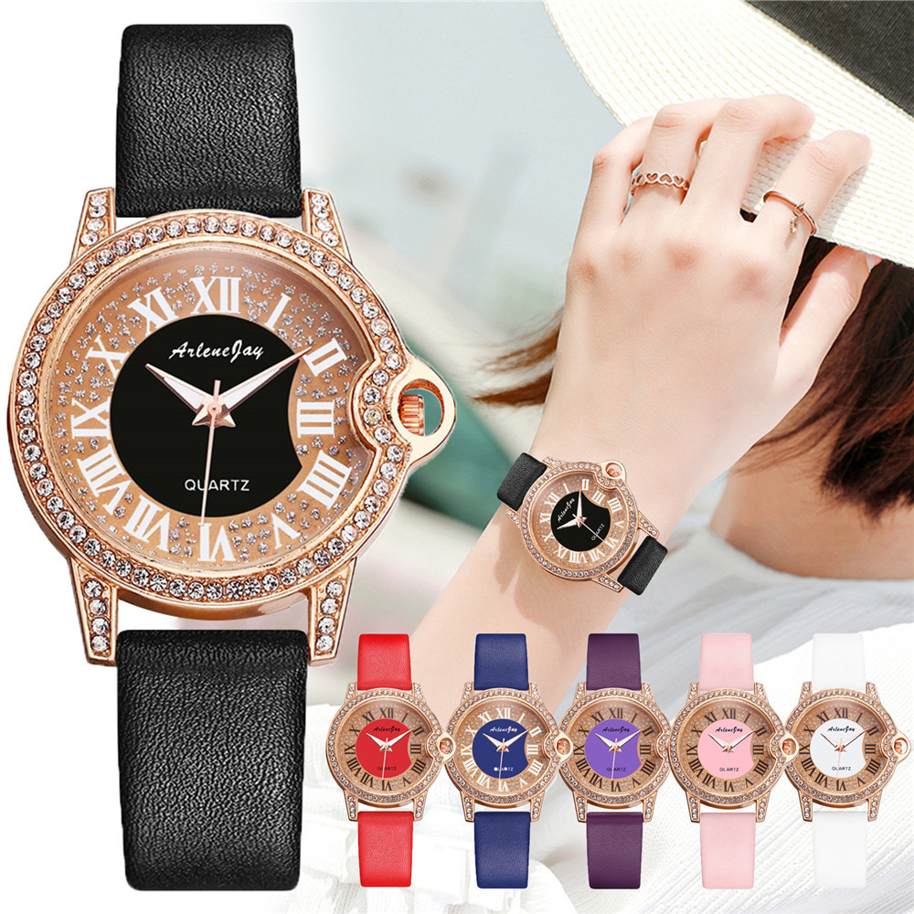 Douyin influencer diamond-encrusted Roman dial quartz women watch, casual, fashionable and trendy women's Instagram watch
