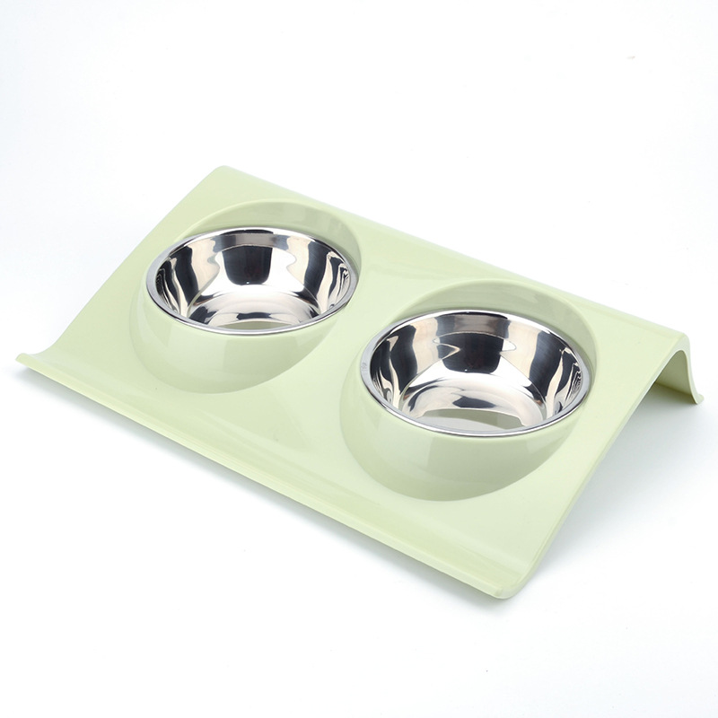 Stainless steel pet bowl, slope, plastic anti-slip pet dog bowl, splash-proof cat feeder, cat bowl, food bowl Application Scenario