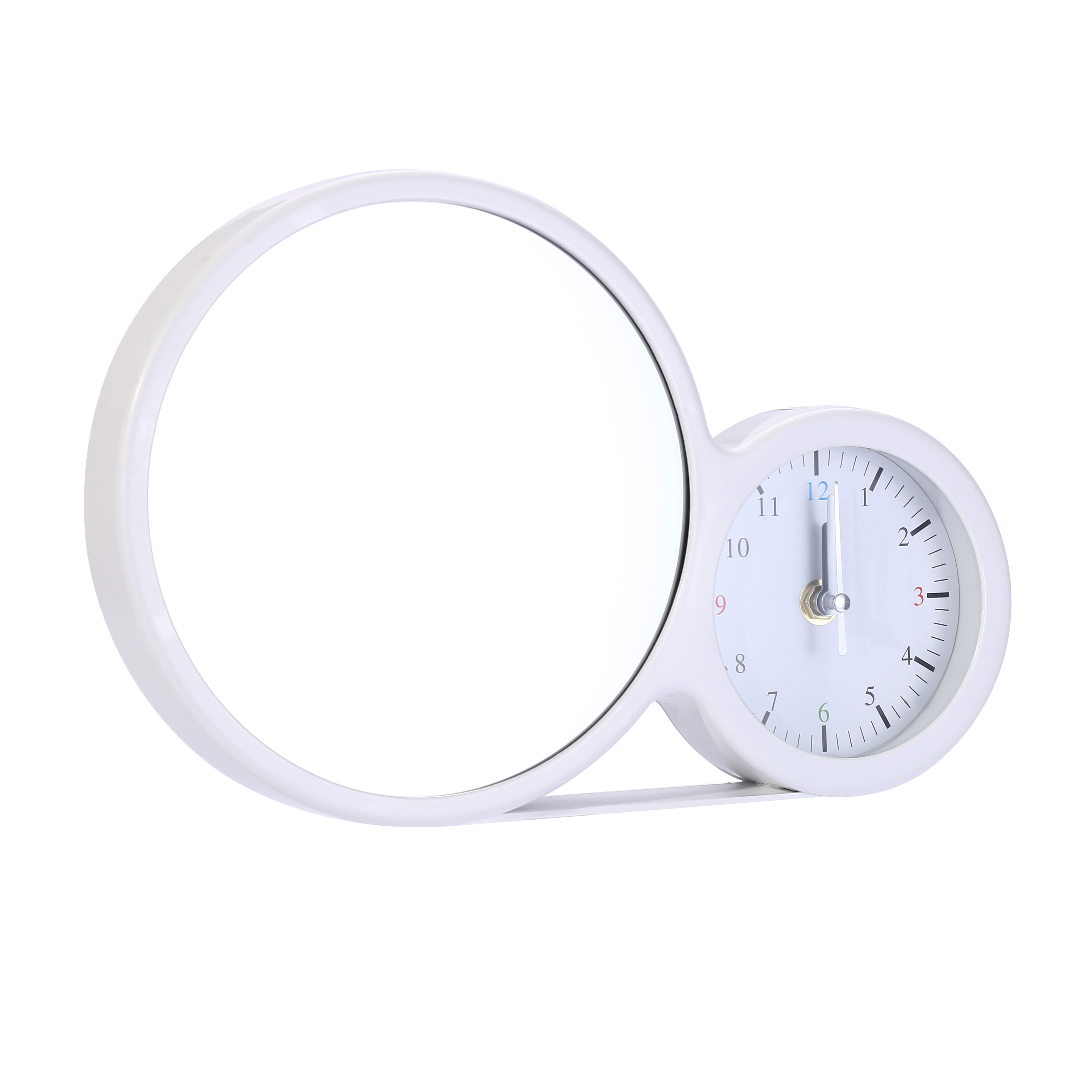 Creative composite wooden desktop decoration, round mini photo frame with light, alarm clock, photo frame, photo washing with battery