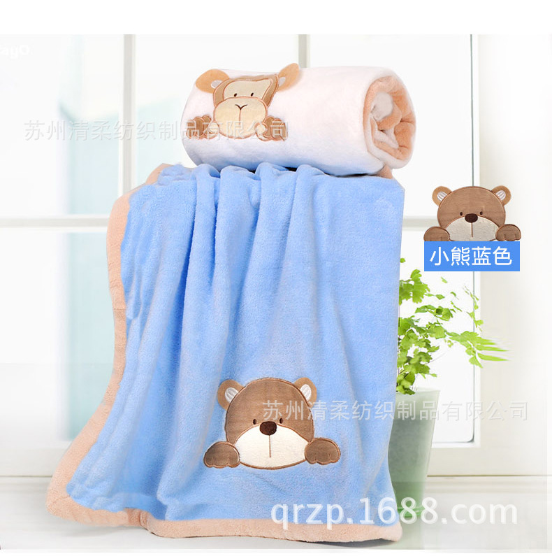 Baby Blankets Baby blankets coral velvet blanket cartoon embroidered edge 102*76cm thumbnail