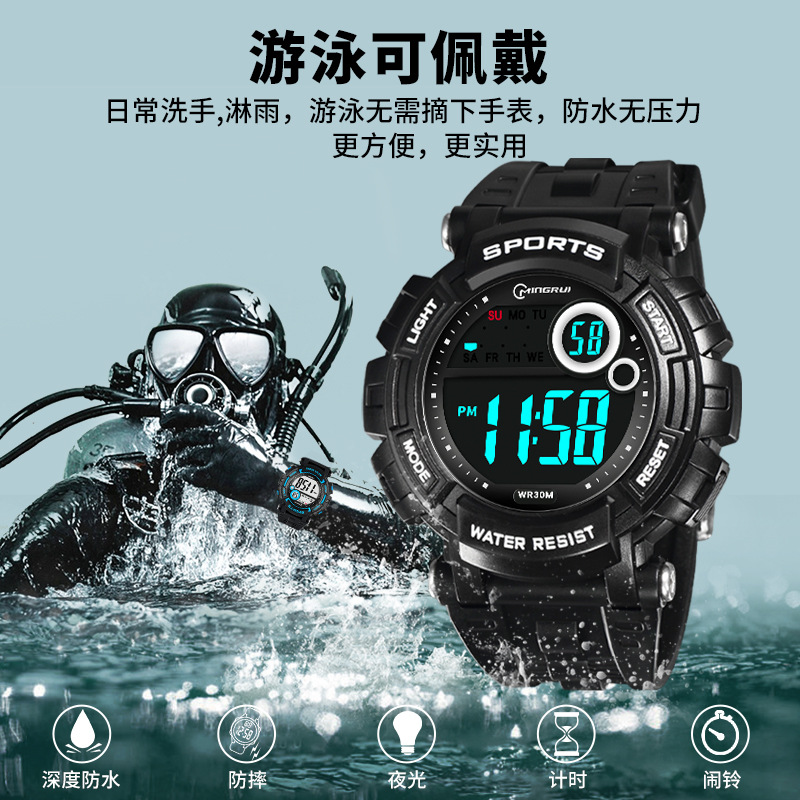 The trend of multi-functional blue waterproof electronic watches for boys, junior high school students, sports teenagers, luminous boys and boys Application Scenario