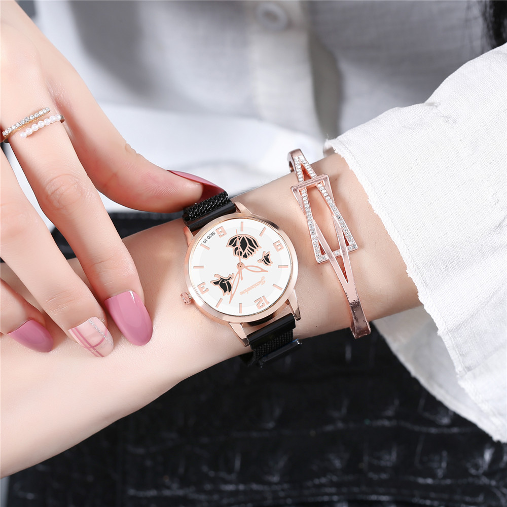 Wholesale of the new stainless steel mesh strap butterfly digital quartz watch with simple three-hand design for women Application Scenario