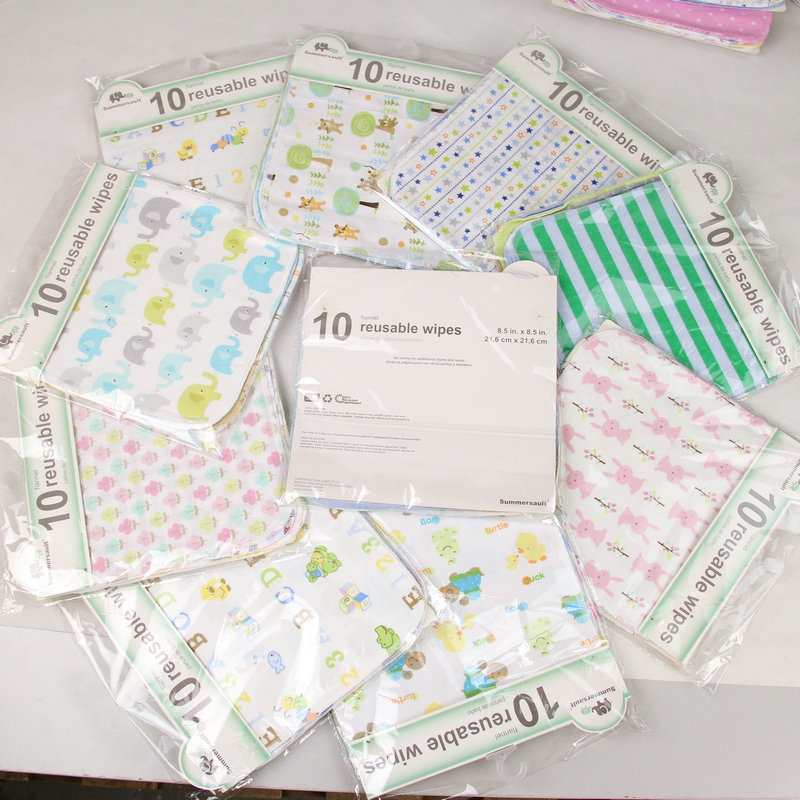 Baby cotton small square handkerchief Baby handkerchief face towel cartoon printed cotton feeding towel 10-piece pack thumbnail