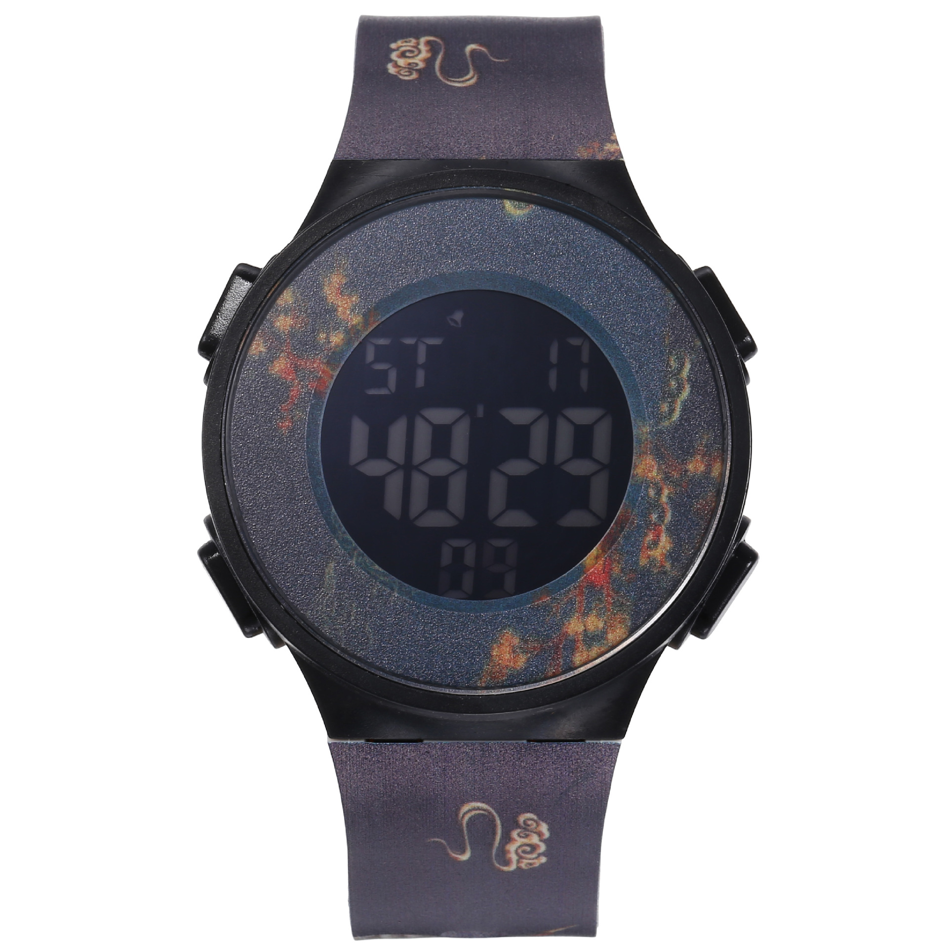 A multi-functional electronic watch for high school, teenagers and junior high school sports in the style of "National trend" with a panda