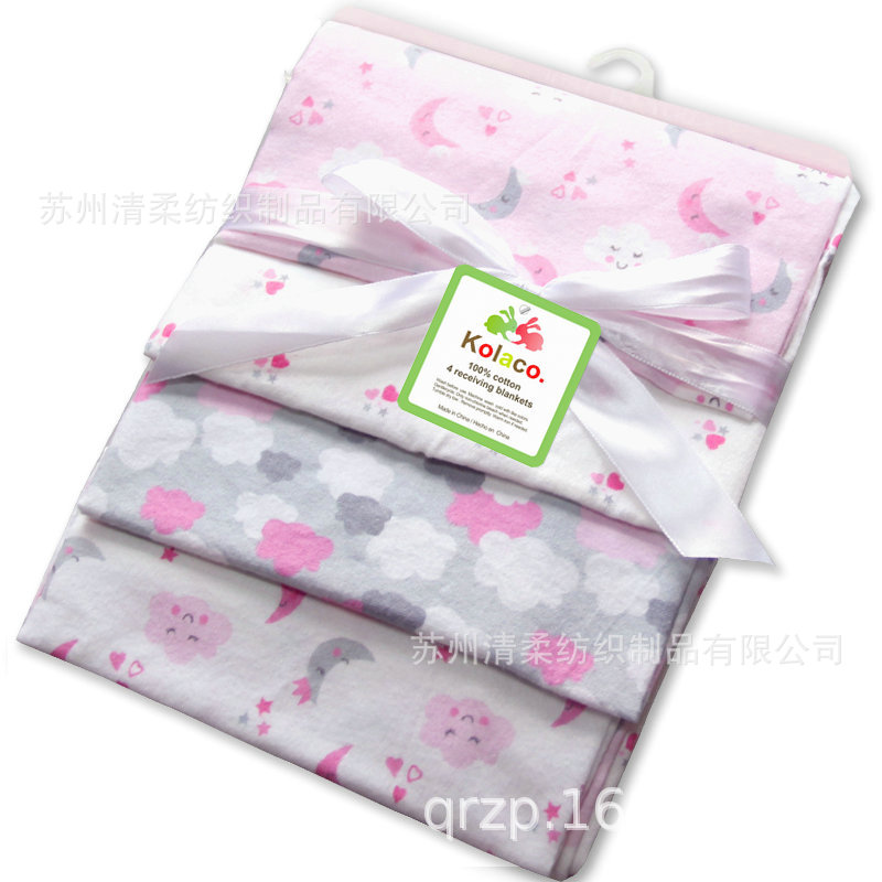 Soft Cotton Blanket Baby Bed Sheet Fleece Blanket 76X76cm Ribbon 4 Pack Convenient And Affordable Item Picture
