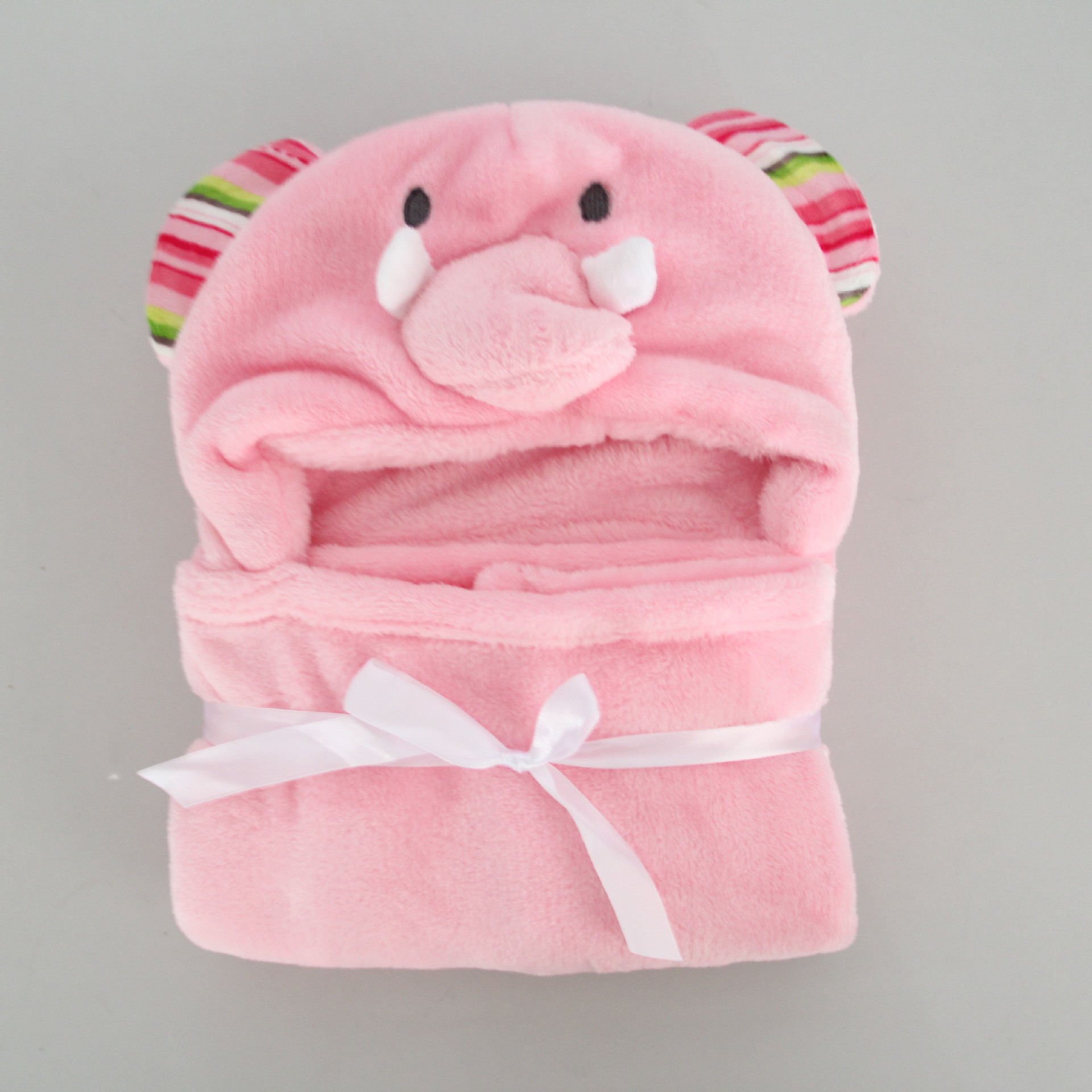 婴童用品 法莱绒儿童浴袍 超柔动物披风 包被抱毯 单层毯详情图5