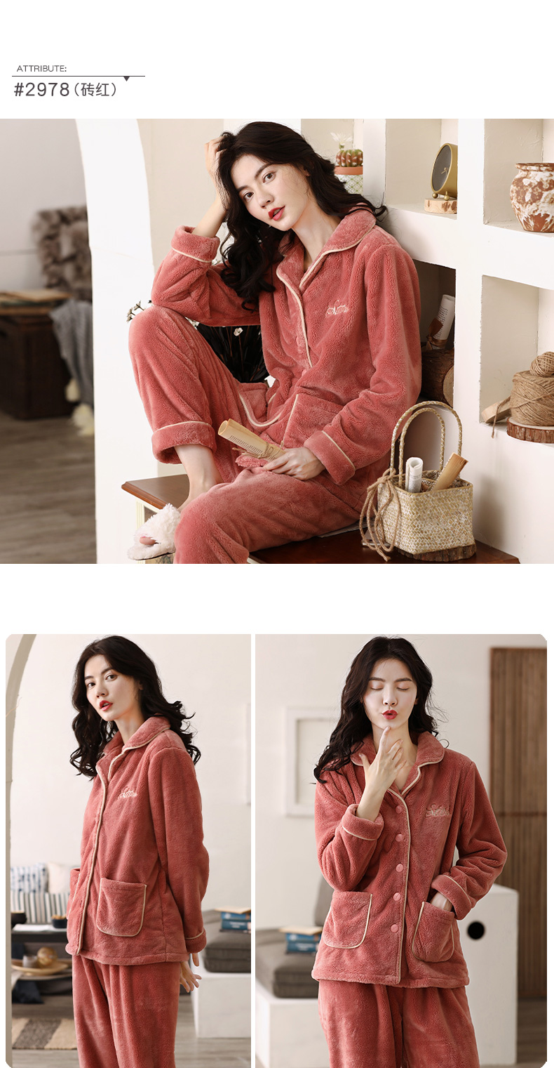 Women's pyjamas Winter coral velvet ladies thick Autumn/Winter warm middle-aged mom Flannel plus-size home wear