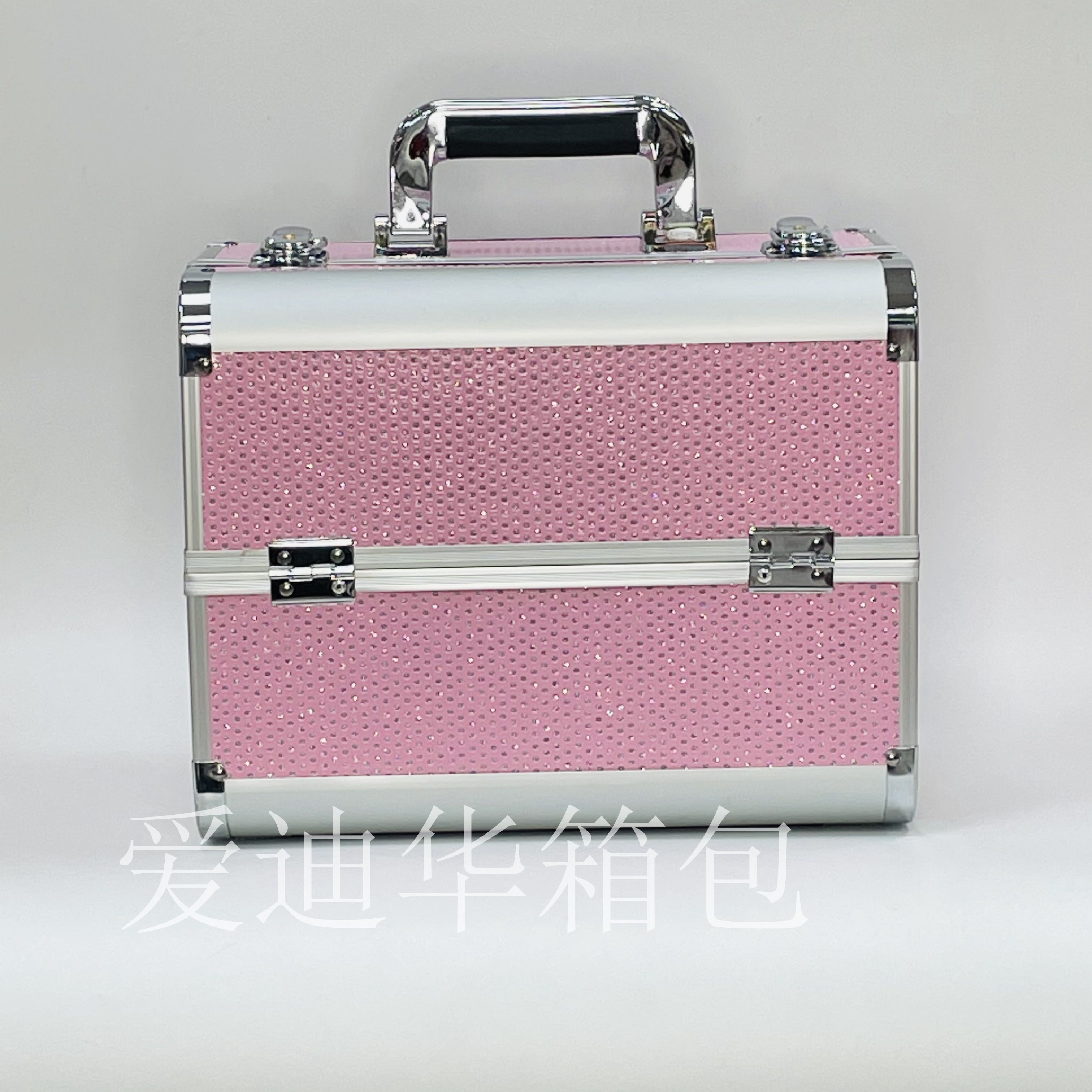 Adihua 2021 New Fashion diamond-faced large-capacity professional attack portable makeup aluminum case for beauty, manicure and tattoo details Picture