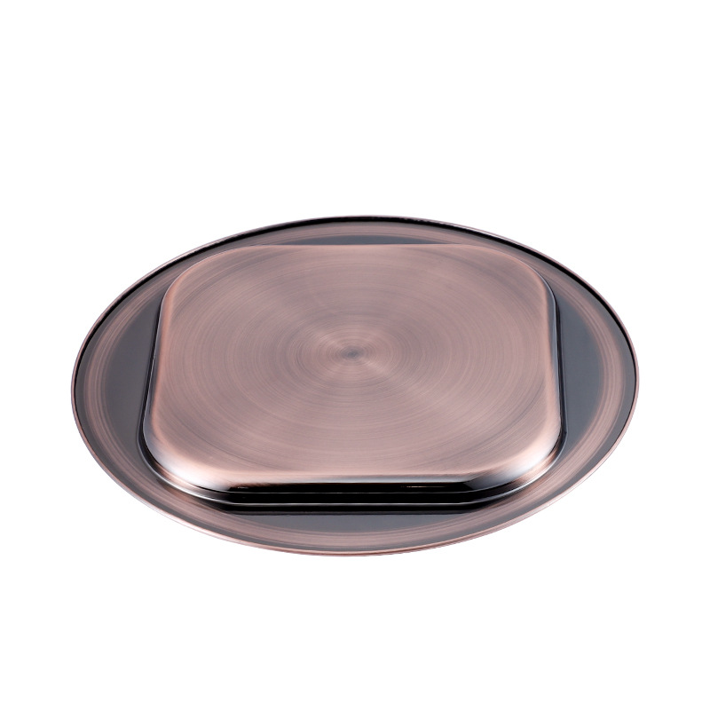 Western-style steak plate, stainless steel tableware plate, round plate, vegetable plate, round bar fruit plate, KTV vegetable plate, custom pattern Application Scenario