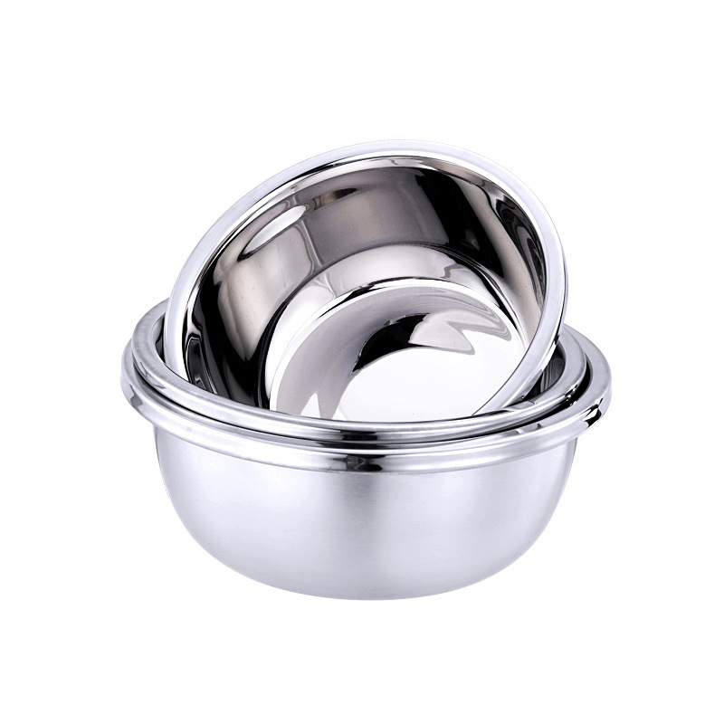 304 stainless steel seasoning VAT, multi-functional cooking basin, thickened and deepened non-magnetic seasoning basin, round reverse edge basin, gift stainless steel sleeve basin, soup basin, noodle basin, vegetable washing basin, lid basin, foreign trade stainless steel sleeve basin details Picture