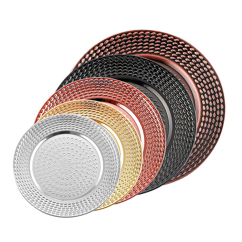 Stainless steel plates, round vegetable plates, gift plates, custom logo, hotel and bar fruit plates, KTV craft display plates Item Picture