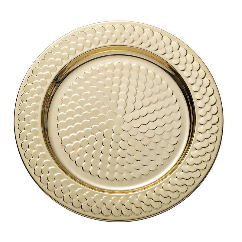 Amazon bar stainless steel plates, round plates, electroplated steak plates, KTV decorative fruit plates, vegetable plates, custom patterns Application Scenario