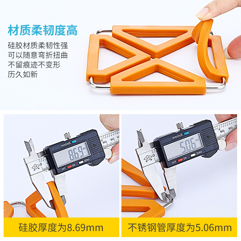 Creative anti-scald and anti-slip silicone pads, high-temperature resistant stainless steel pot pads, foldable heat-insulating table MATS as gifts details Picture