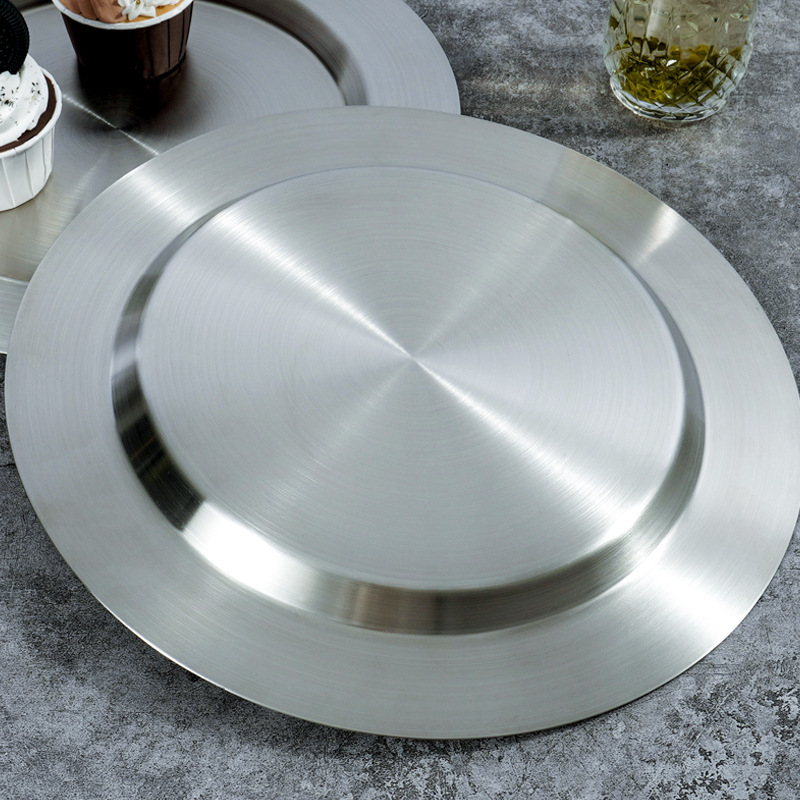304 stainless steel plate, creative Western-style round plate, Western dining plate, home cake plate, deepened and thickened Western cold dish plate Application Scenario