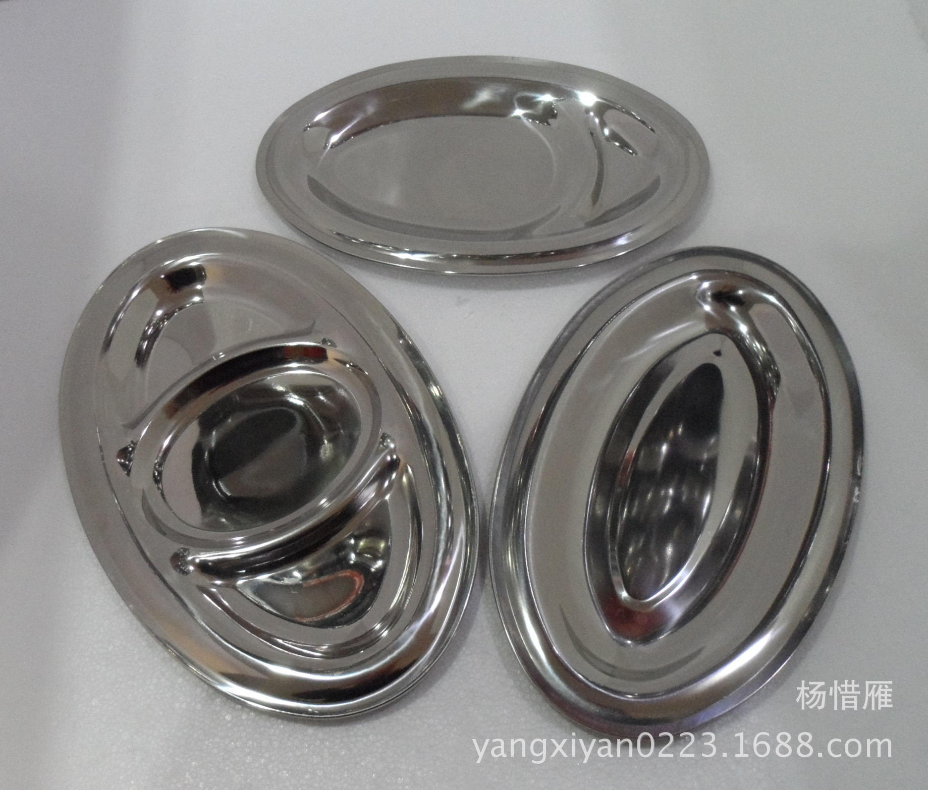 Hufa stainless steel non-magnetic European-style egg plate with grid divider plate, oval plate divider plate details Picture