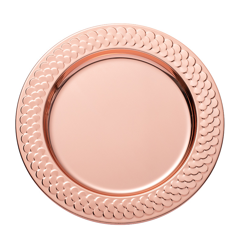 Creative stainless steel round bar plates, electroplated craft display plates, fruit candies, KTV gift plates, customizable logos Item Picture