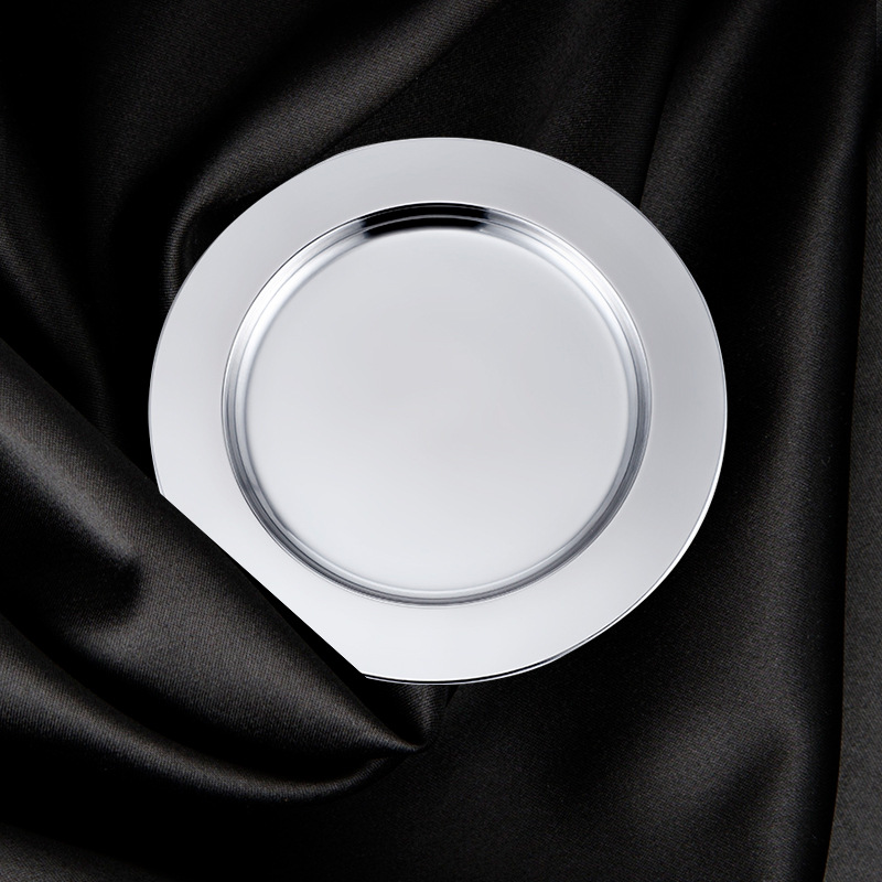 European-style stainless steel plates, round steak plates, electroplated bar fruit plates, KTV barbecue plates, display plates, hotel decoration Specification image