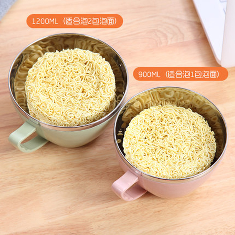 Tazón de pasta de burbuja de acero inoxidable 304 tazas de pasta de burbuja antiplanchado aislante con asa lonchera de la cantina del estudiante caja de almuerzo de acero inoxidable cuenco de acero inoxidable vajilla portátil con tapa tazón de sopa caja de comida crisper Application Scenario