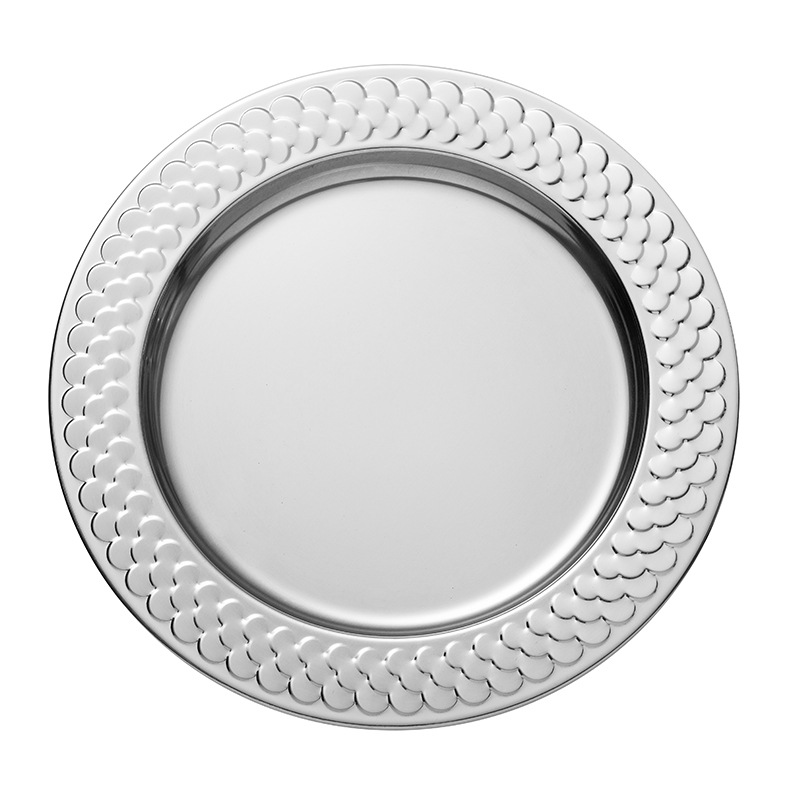 Creative stainless steel round bar plates, electroplated craft display plates, fruit candies, KTV gift plates, customizable logos details Picture