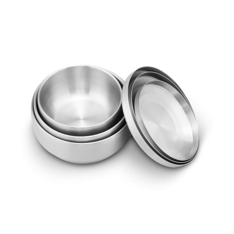 Korean-style 304 stainless steel platinum bowl, thickened double-layer soup bowl, rice bowl resistant to heat and drop, multi-functional, can be printed with LOGO details Picture