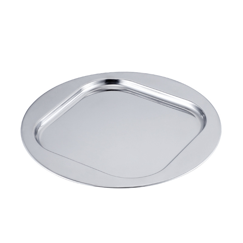 Western-style steak plate, stainless steel tableware plate, round plate, vegetable plate, round bar fruit plate, KTV vegetable plate, custom pattern Item Picture