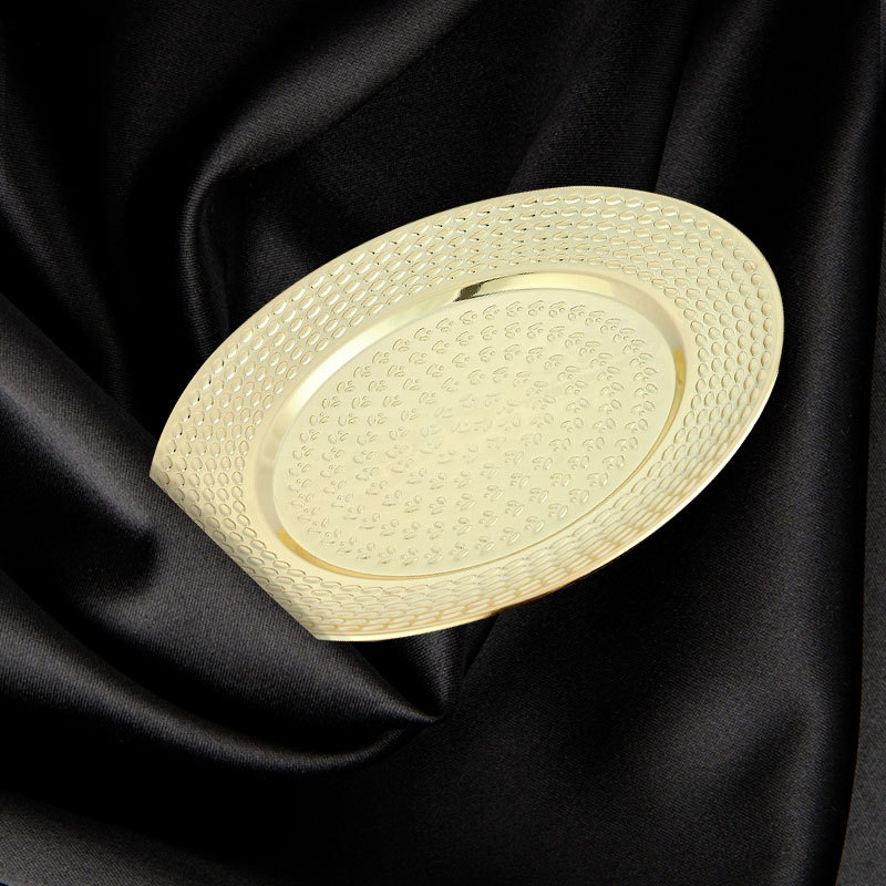 Stainless steel plates, round vegetable plates, gift plates, custom logo, hotel and bar fruit plates, KTV craft display plates Specification image