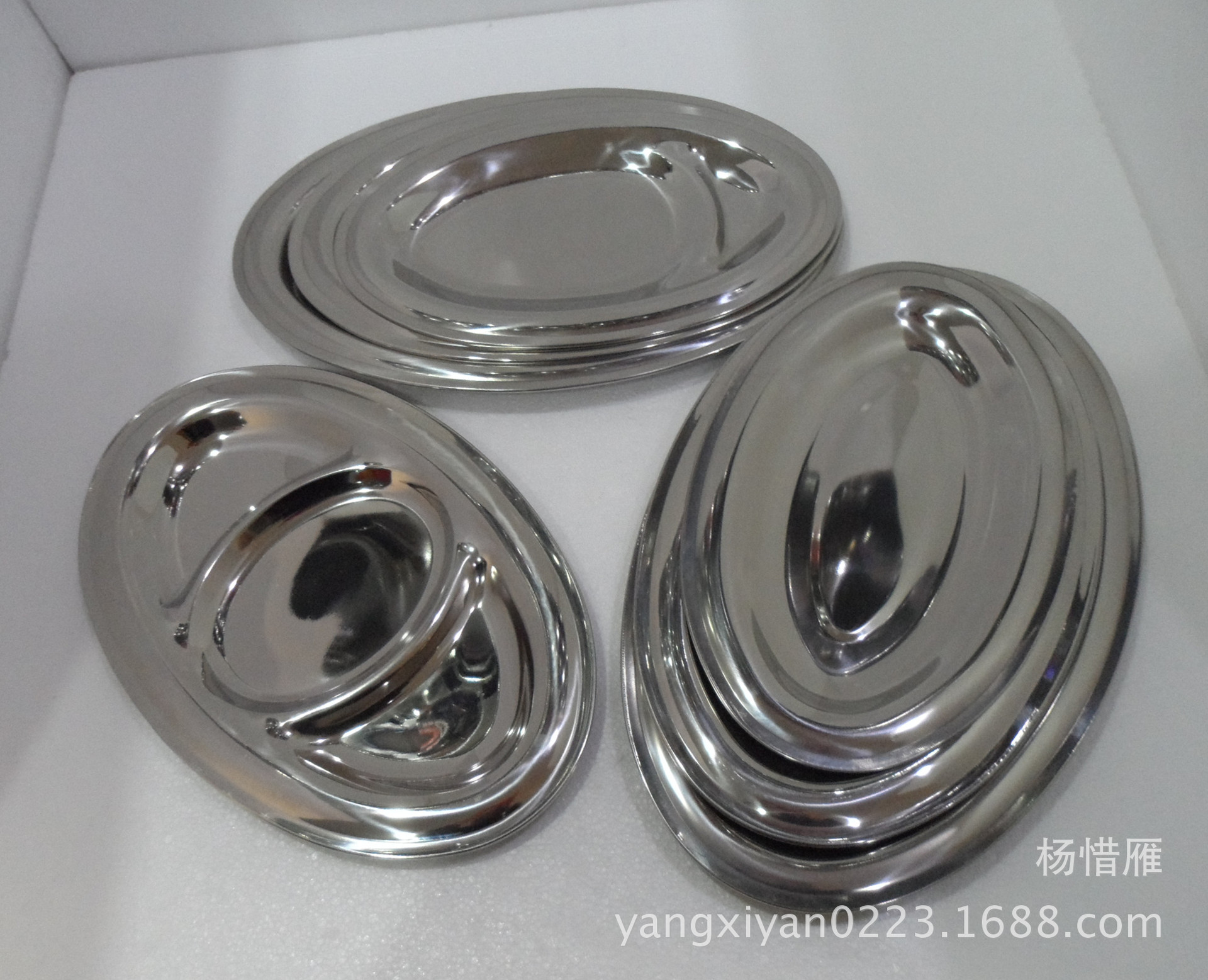 Hufa stainless steel non-magnetic European-style egg plate with grid divider plate, oval plate divider plate