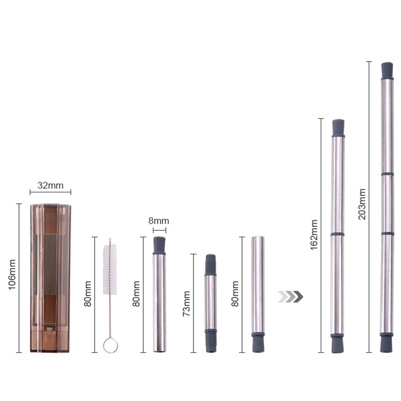 SWENO Cross-border Four-leaf Clover Stainless Steel Straw Set, Silicone Straw, foldable straw customization, environmentally friendly, portable, easy to clean, reusable, stainless steel foldable straw set, creative, stress-relieving, customizable details Picture