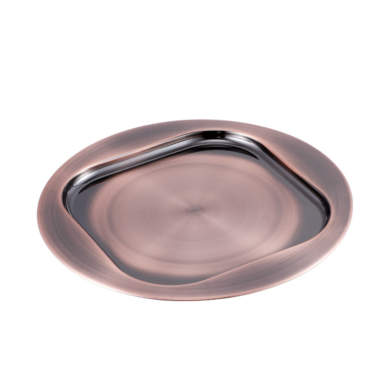Western-style steak plate, stainless steel tableware plate, round plate, vegetable plate, round bar fruit plate, KTV vegetable plate, custom pattern details Picture