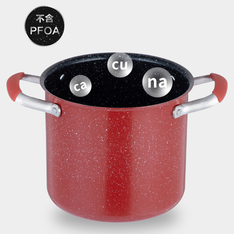 Tourmaline non-stick pot, household high soup pot, large-capacity gas induction cooker, universal soup pot, boiling pot, double-ear soup pot details Picture