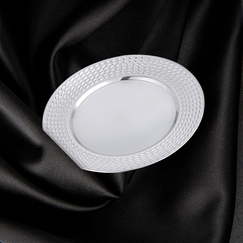 Bar Western cuisine steak plate, rice ear plate, stainless steel round vegetable plate, gift plate, hotel KTV fruit plate, display plate Specification image